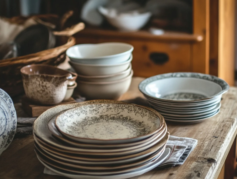 De la vaisselle disposée sur une table