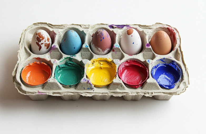 Palette de peinture pour enfants à base de boite à oeufs